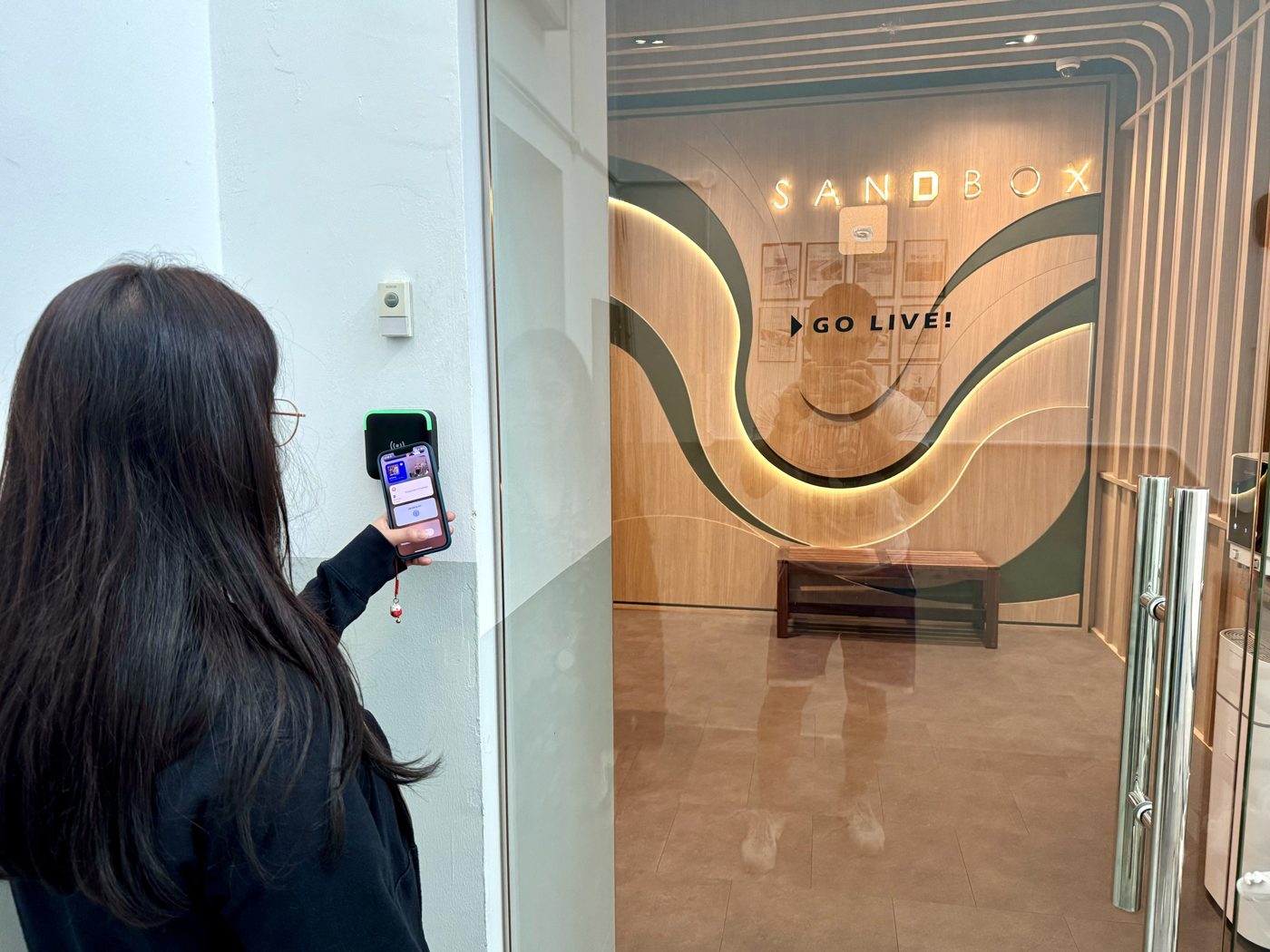 Phone app keyless entry at Sandbox Space 24 hours coworking