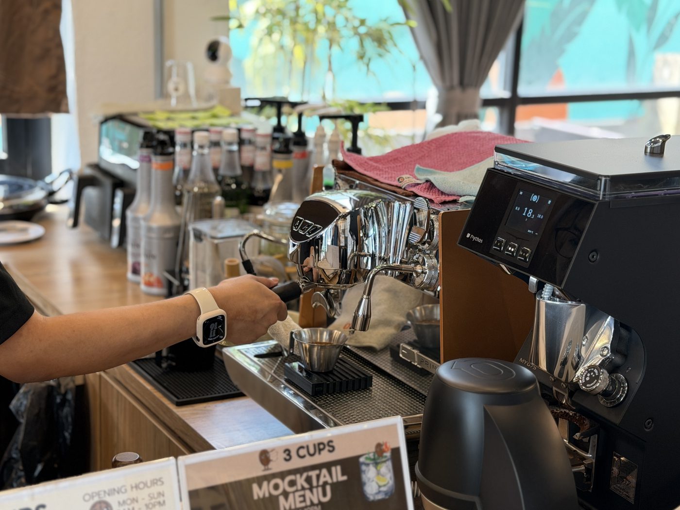 Barista bar pouring coffee at Sandbox Space Bandar Sunway