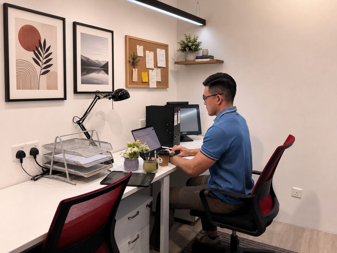 Working at night on a monthly coworking plan at Sandbox Space