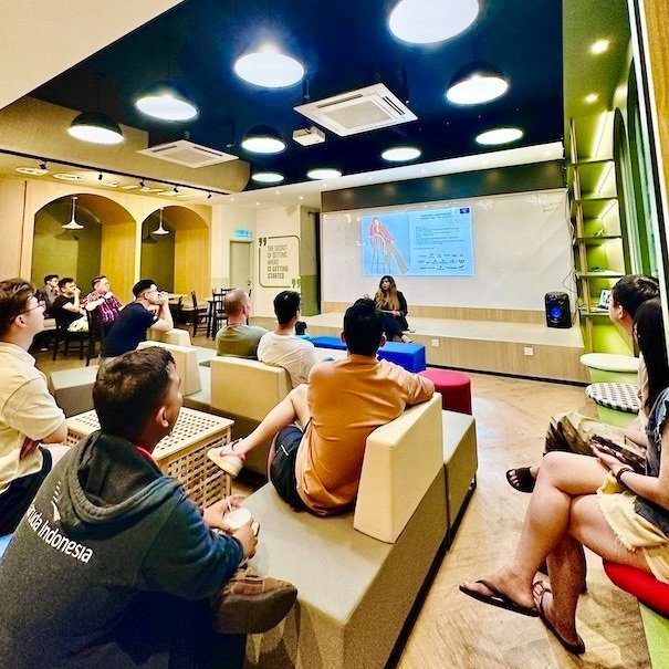 Casual community talk at Sandbox Space Sri Petaling with sofa seating