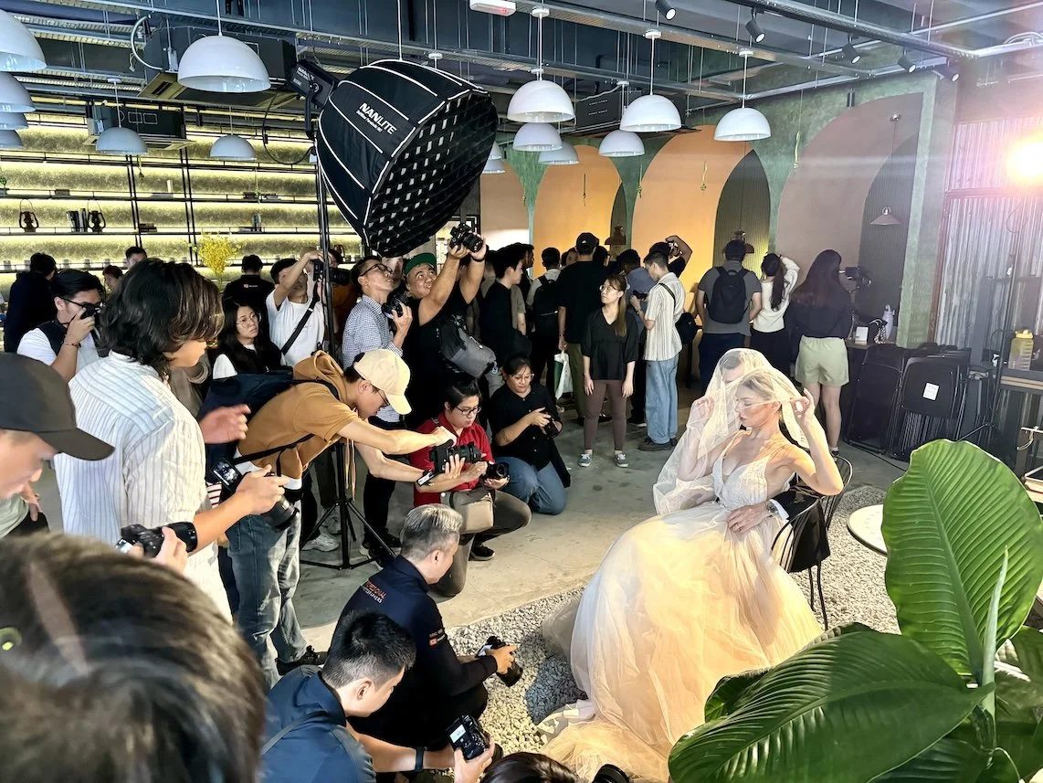 A bridal photo shoot in production at the Sandbox Space Sri Petaling hall