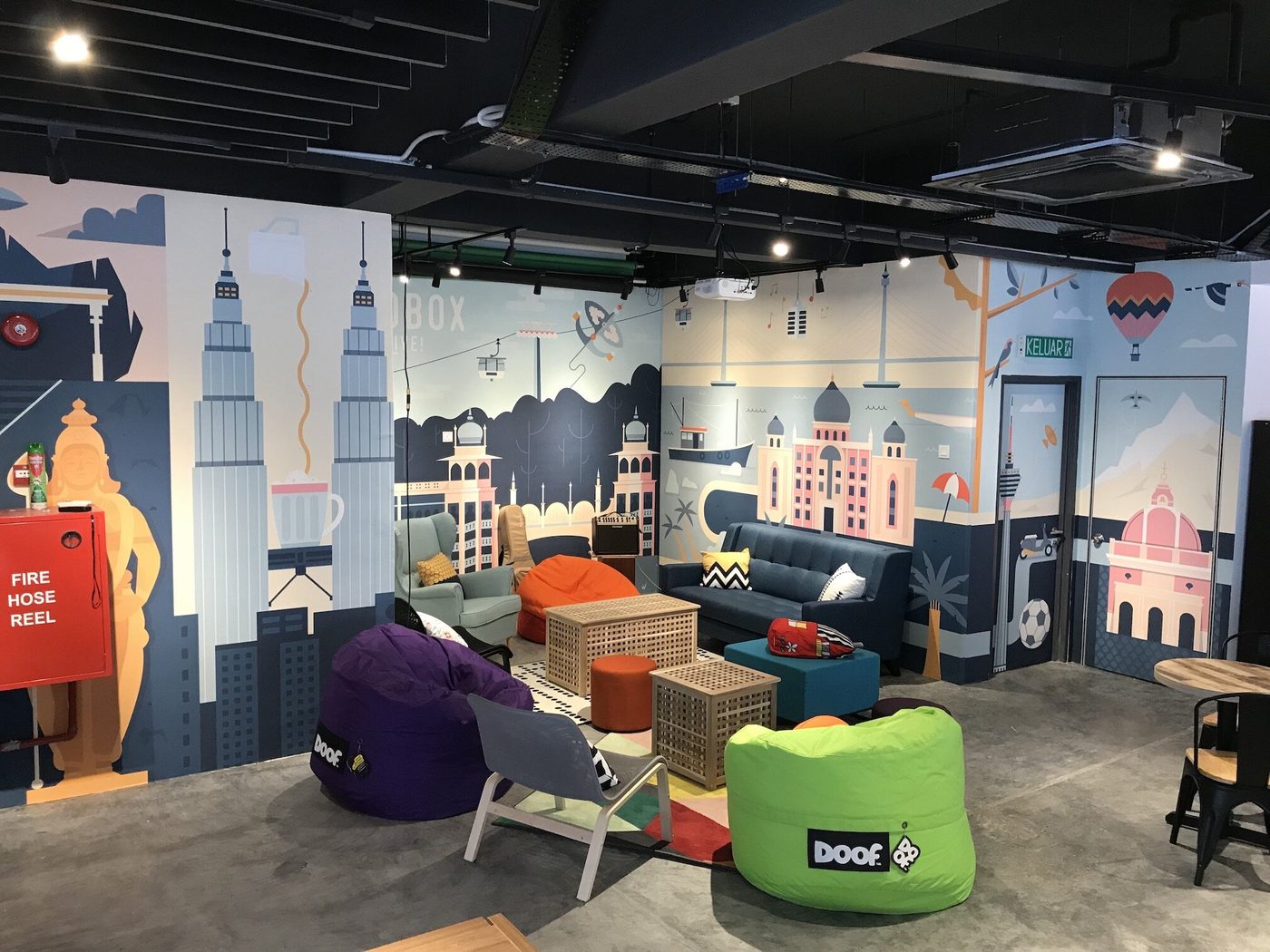 Coworking space interior at Sandbox Space in Sri Petaling, KL