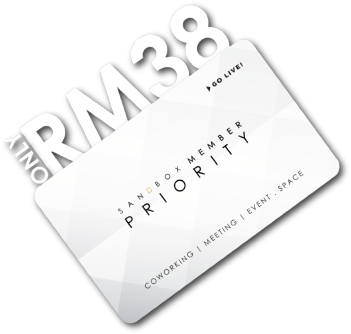 Sandbox Member Priority card, the RM38 a month coworking membership for Sri Petaling KL and Bandar Sunway PJ